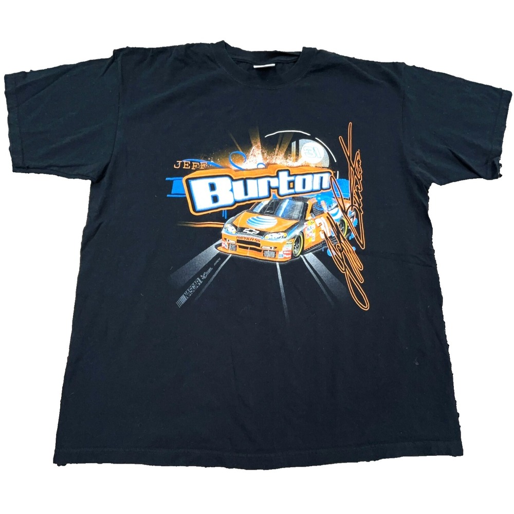 Vintage Nascar Shirt Men XL Black Jeff‎ Burton Racing Tee Car 2 Sided Y2K AT&T